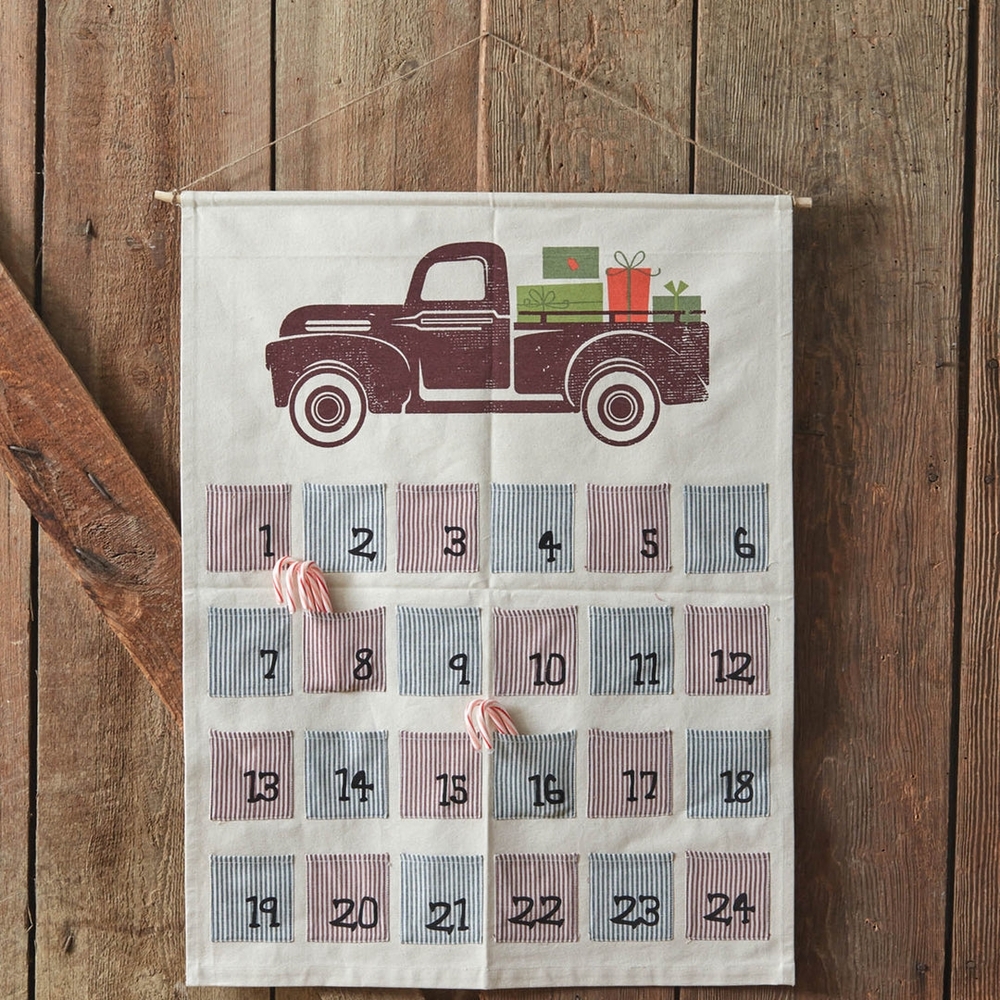 Vintage Farm Truck Countdown Advent Calendar 26''W x 34''H